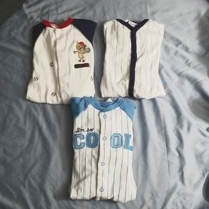 3 footy pajama sleepers. Barely worn, like new.